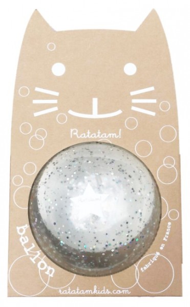 Ratatam Spielball "Katze", Bubble Glitter silber, 10 cm