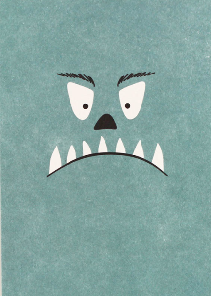 Postkarte Postkarte Monster mit Haizähnen, hellblau