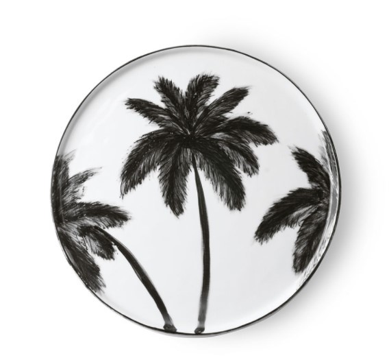 HK living Keramik Teller, Dinner Plate, Palms